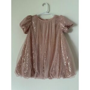 Habitual Girl Pink Sequin Tulle Bubble Dress 24M Toddler Special Occasion Party
